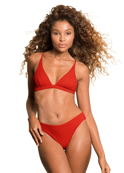  Maaji Red Camelia Ivy Fixed Triangle Bikini Top