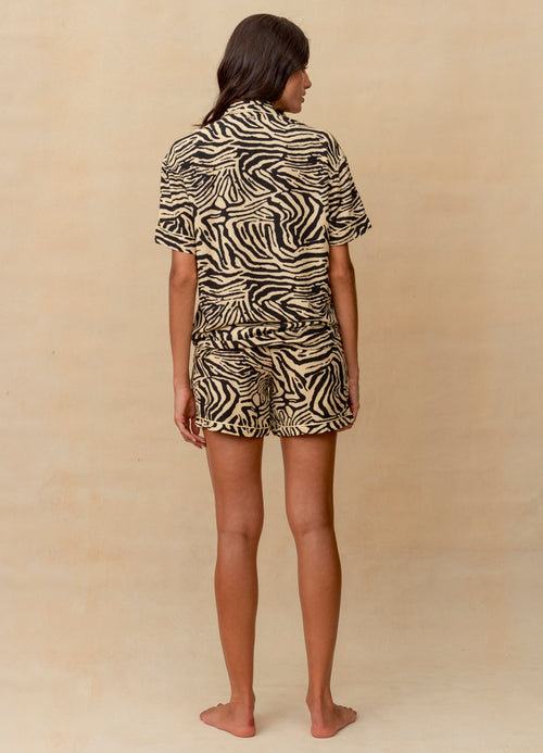 Hover image -  Maaji Black Zebra Slumber Short Sleeve Short Set
