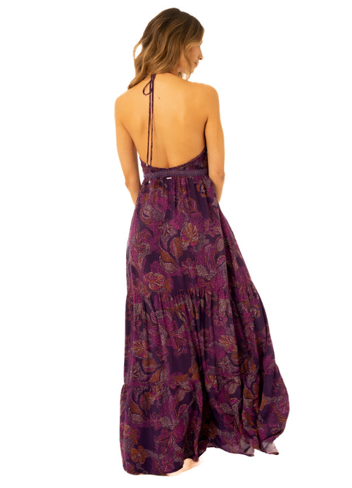 Hover image -  Maaji Batik Floral Lila Long Dress