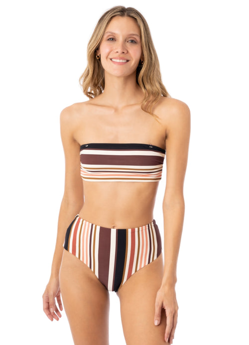 Hover image -  Maaji Burgundy Barcode Venus Mid Rise Bikini Bottom