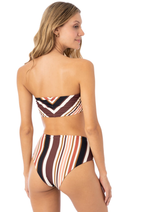 Hover image -  Maaji Burgundy Barcode Tiffany Strapless Bandeau Bikini Top