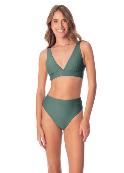 Thumbnail - Maaji Eucalyptus Green Allure Long Line Triangle Bikini Top - 1
