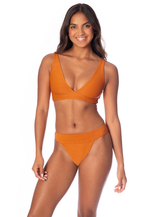 Main image -  Maaji Wavy Chestnut Allure Long Line Triangle Bikini Top