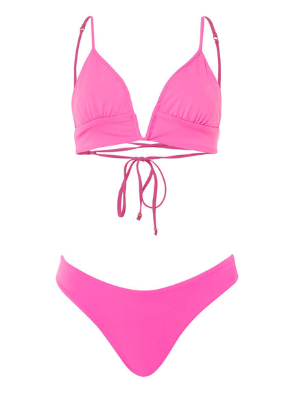 Thumbnail - Maaji Radiant Pink Parade Long Line Triangle Bikini Top - 8