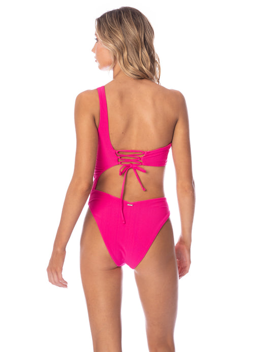 Hover image -  Maaji Hot Magenta Lousie Cut Out One Piece