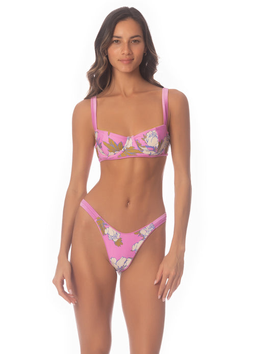 Hover image -  Maaji Fondant Pink Resplendor Regular Rise Thin Side Bikini Bottom