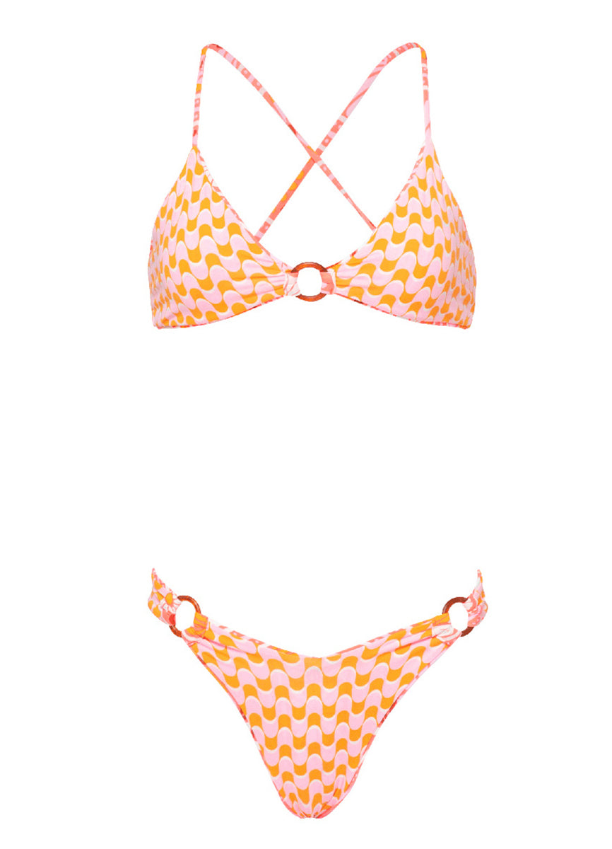 Maaji Peach Flowers Valering Regular Rise Double V Bikini Bottom