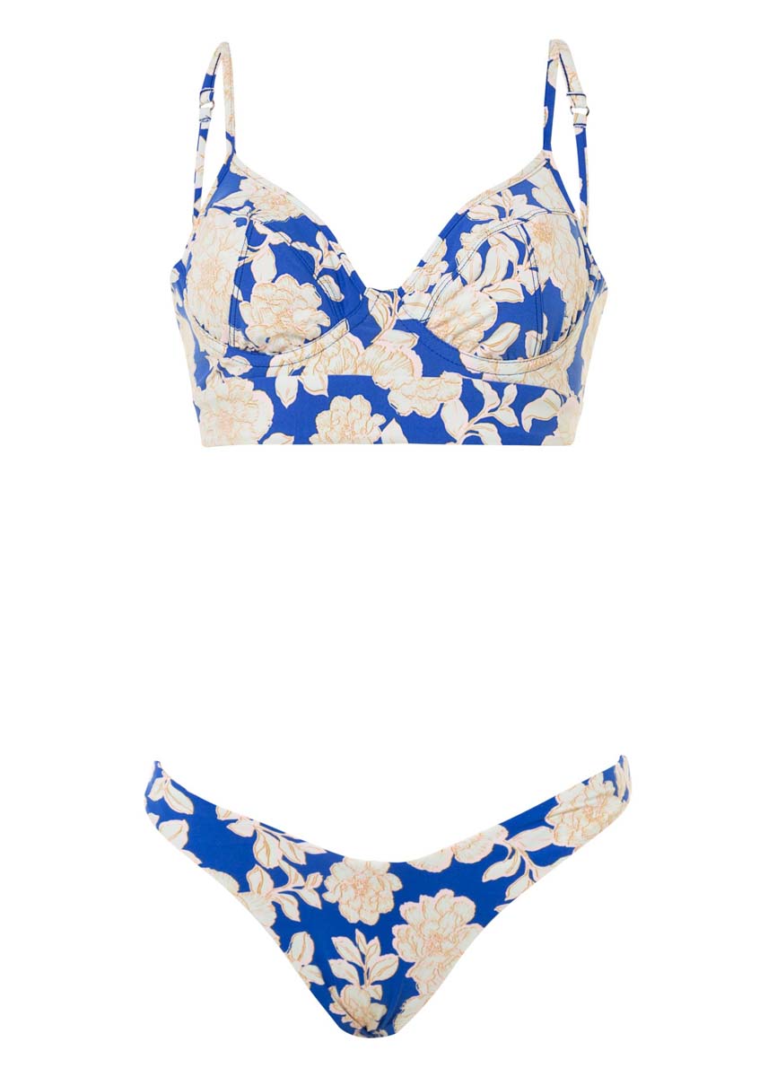 Maaji Blue Bouquet Milany Underwire Bustier Bikini Top