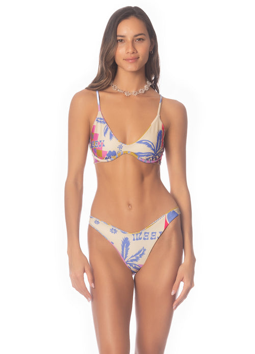 Hover image -  Maaji Periwinkle Palms Irene Unmolded Underwire Bikini Top
