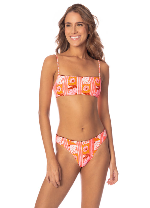 Hover image -  Maaji Peach Flowers Sublimity Regular Rise Classic Bikini Bottom