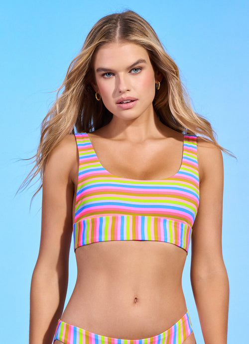 Alternative image -  Top de bikini estilo bralette deportivo Donna con rayas arcoíris de Maaji