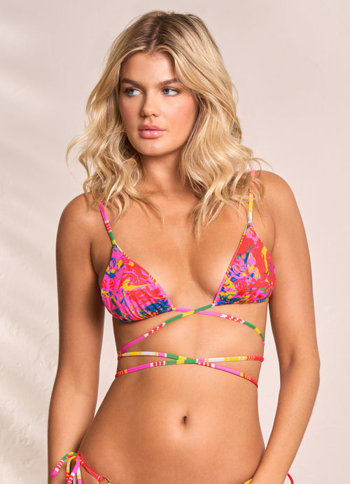 Hover image -  Maaji Sunset Stripe Connie Sliding Triangle Bikini Top