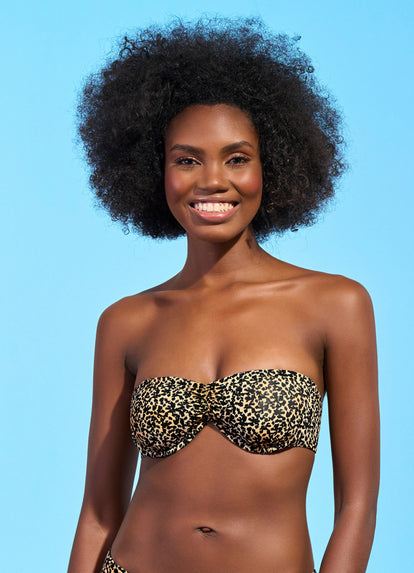 Free Society underwire bikini top in brown zebra print