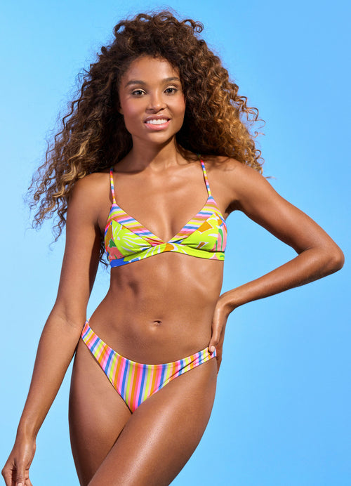 Main image -  Maaji Rainbow Stripe Affair Fixed Triangle Bikini Top