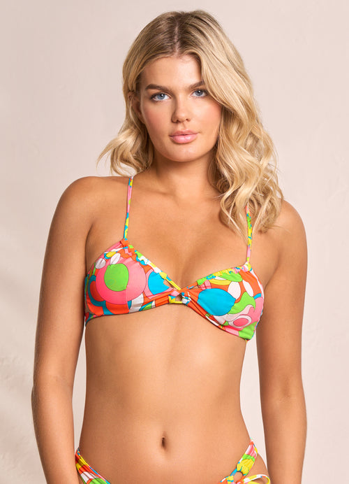 Hover image -  Maaji 90S Floral Kelly Loop Front Triangle Bikini Top
