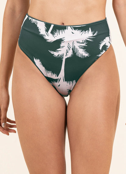  Braguita de bikini de talle alto y pernera alta en verde Suzy Q Eucaliyptus de Maaji