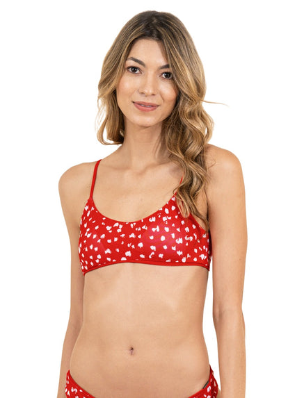  Top de bikini estilo bralette deportivo en rojo Camelia Lanai de Maaji