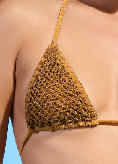 Thumbnail - Top de bikini de triángulo deslizante en dorado miel Balmy de Maaji - 6